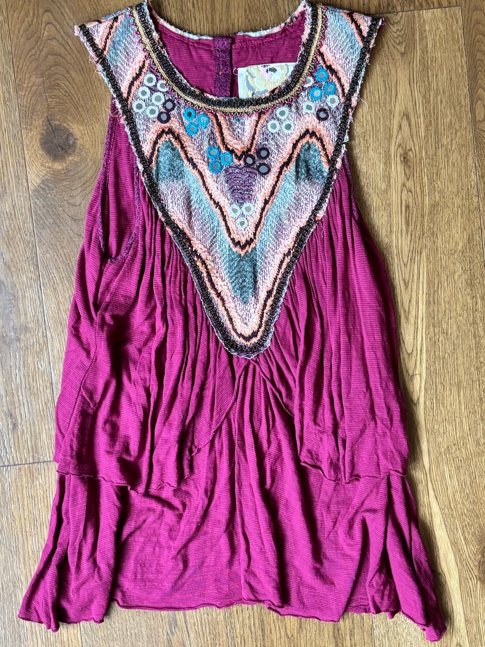 Vintage Free People "Liberation" Embellished Tank Top